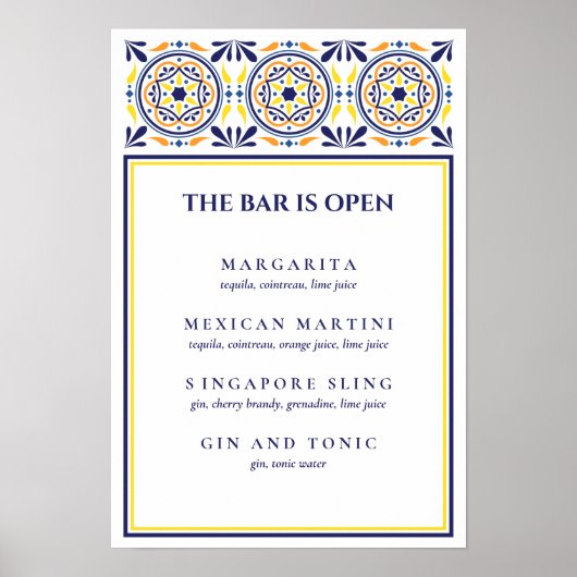 Cocktail der spanischen Marine Yellow Tile Signatu Poster (Vorne)