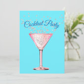 Cocktail Diamonds Modern Adult Birthday Party Einladung (Stehend Vorderseite)