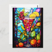 Cocktail Drink: Aquarellfarben Postkarte (Vorne/Hinten)