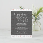 Cocktail Drink & Brille Unterschrift Cocktail Drin Menükarte (Stehend Vorderseite)