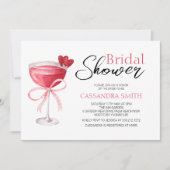 Cocktail Drink Chic Pink Bow Brautparty Einladung (Vorderseite)