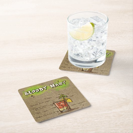 Cocktail Drink Illustration - Bloody Mary Unterset Rechteckiger Pappuntersetzer (Vor Ort)