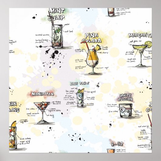 Cocktail Drink Rezept Design Poster (Vorne)
