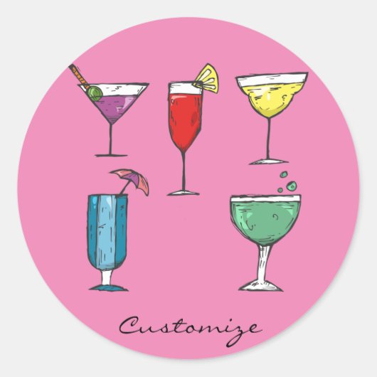 Cocktail Drink Sortiment Thunder_Cove Runder Aufkleber (Vorderseite)