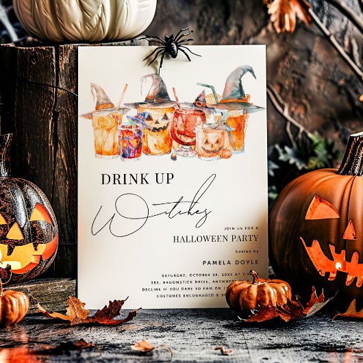 Cocktail "Drink up Hexen" Erwachsenes Halloween-Pa Einladung