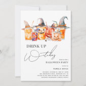 Cocktail "Drink up Hexen" Erwachsenes Halloween-Pa Einladung (Vorderseite)
