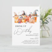 Cocktail "Drink up Hexen" Erwachsenes Halloween-Pa Einladung (Stehend Vorderseite)