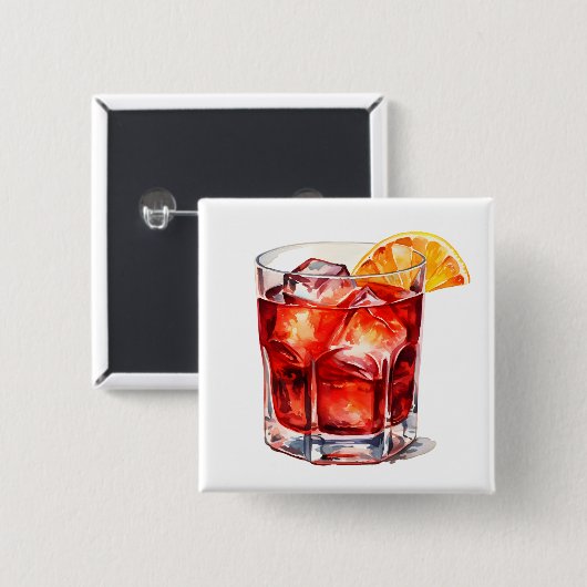 Cocktail Drink: Watercolor Manhattan Button (Vorne & Hinten)