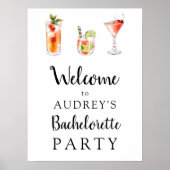 Cocktail Drinks Bachelorette Begrüßungszeichen Poster (Vorne)