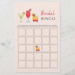 Cocktail Drinks Brautparty BINGO Spiel