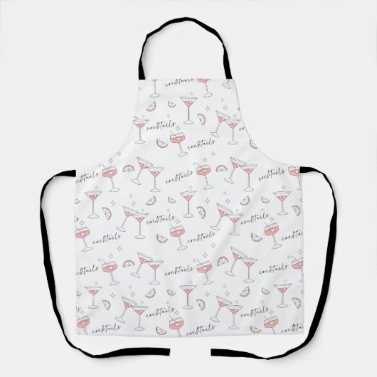 Cocktail Drinks Gläser & Lemon Slice White Patten Schürze (Vorderseite)