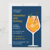 Cocktail Elegant Navy 94. Geburtstag Einladung (Vorderseite)