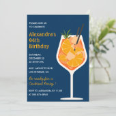 Cocktail Elegant Navy 94. Geburtstag Einladung (Stehend Vorderseite)