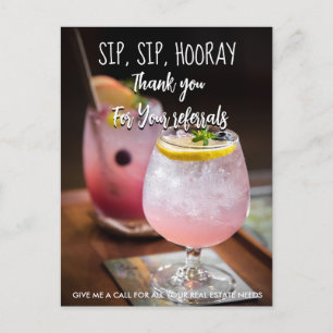 Cocktail-Empfehlungskarte, Sip Sip Hurra Promo Postkarte