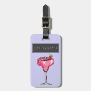 Cocktail-Erdbeerdaiquiri-rote Aquarell-Farbe Gepäckanhänger