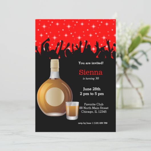 Cocktail * Farbe wählen Einladung (Stehend Vorderseite)