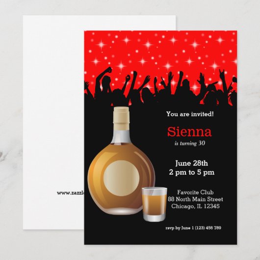 Cocktail * Farbe wählen Einladung (Vorne/Hinten)