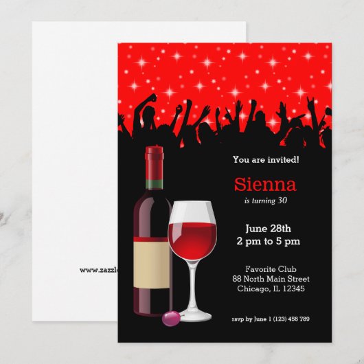 Cocktail * Farbe wählen Einladung (Vorne/Hinten)