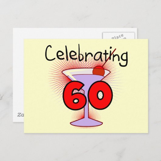 Cocktail feiert 60 Hemden und Geschenke Postkarte (Vorne/Hinten)