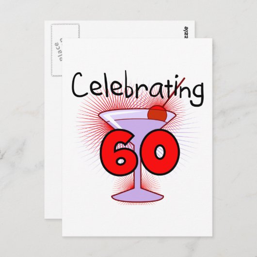 Cocktail feiert 60 Hemden und Geschenke Postkarte (Vorne/Hinten)
