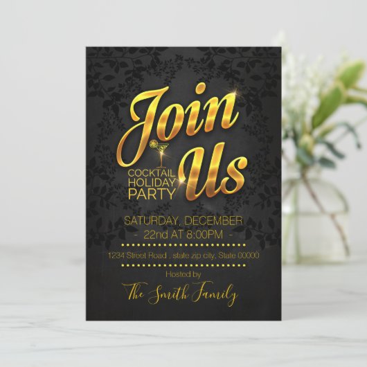 Cocktail-Feiertag Einladung (Stehend Vorderseite)