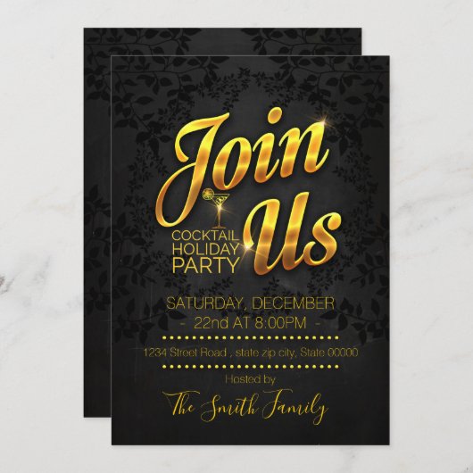 Cocktail-Feiertag Einladung (Vorne/Hinten)