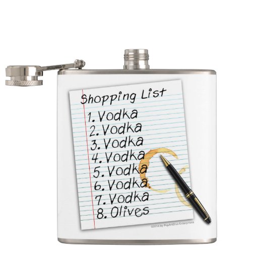 COCKTAIL FLASCHE, WODKA-EINKAUFSZETTEL FLACHMANN (Geöffnet)