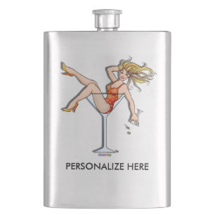 COCKTAIL FLASK - MÄDCHEN IN EINEM MARTINI-GLAS 2 FLACHMANN