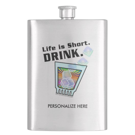 COCKTAIL FLASKS, das Leben ist Kurz. GETRÄNK. Flachmann (Vorderseite)