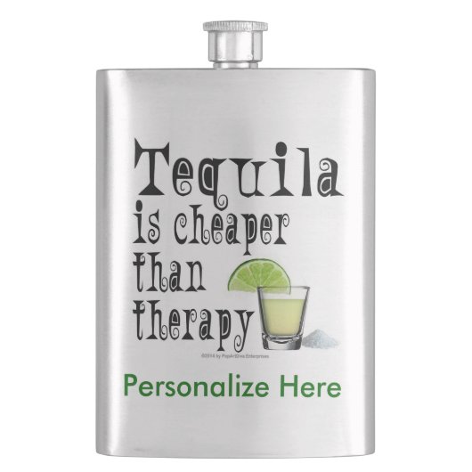 COCKTAIL FLASKS, TEQUILA IST KLEIN ALS THERAPIE FLACHMANN (Vorderseite)