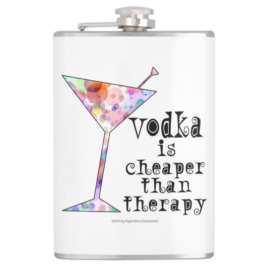 COCKTAIL FLASKS, VODKA IST SCHÄTZLICH ALS THERAPIE FLACHMANN (Vorderseite)