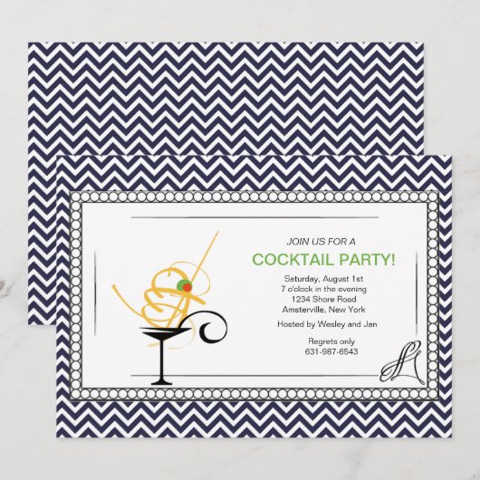 Cocktail-formale Einladung (Vorne/Hinten)