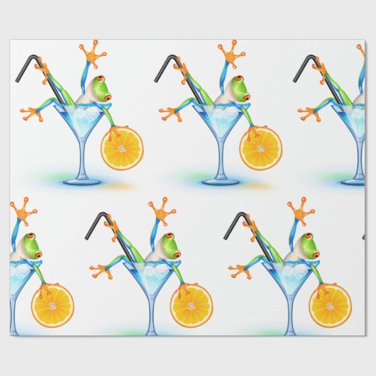 Cocktail Frosch Geschenkpapier (Flach)