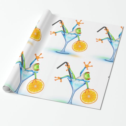 Cocktail Frosch Geschenkpapier (Ungerollt)