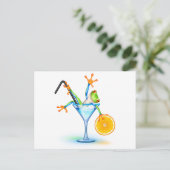Cocktail Frosch Postkarte (Stehend Vorderseite)