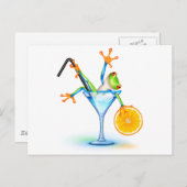 Cocktail Frosch Postkarte (Vorne/Hinten)
