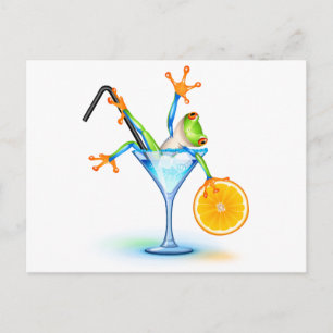 Cocktail Frosch Postkarte