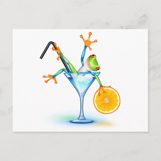 Cocktail Frosch Postkarte (Vorderseite)