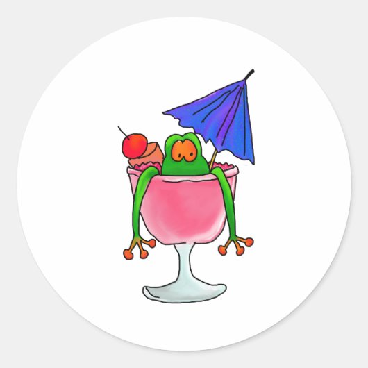 Cocktail Frosch Runder Aufkleber (Vorderseite)
