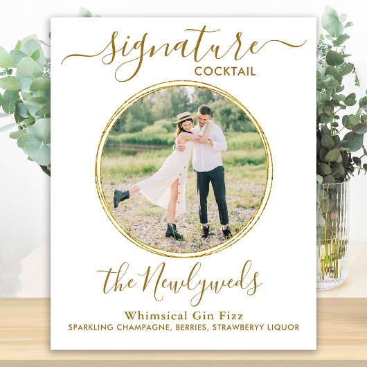 Cocktail für Hochzeiten Gold Custom Foto Bar Poster