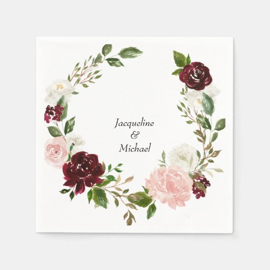 Cocktail für Hochzeitscocktails mit Burgund & Blus Serviette (Vorderseite)