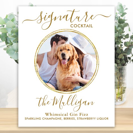 Cocktail für Hochzeitsfeiern Gold Custom Pet Foto Poster