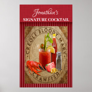 Cocktail für Vintage Signaturen Poster