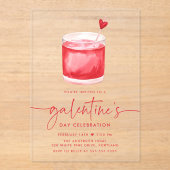 Cocktail-Galentine-Party Acryleinladungen (Vorderseite)