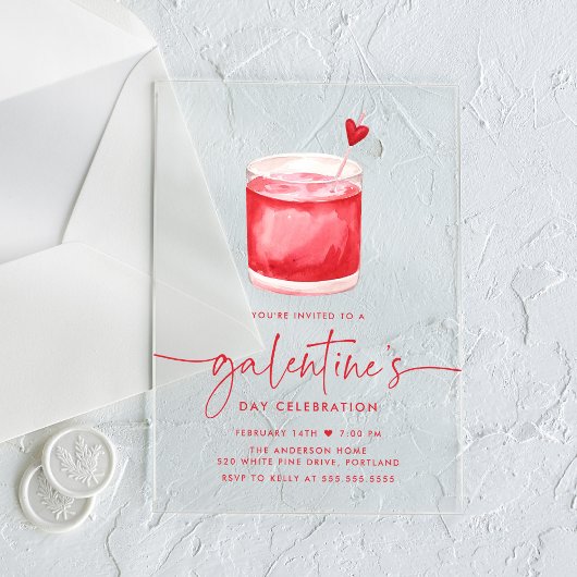 Cocktail-Galentine-Party Acryleinladungen