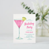 Cocktail-Geburtstag Einladung (Stehend Vorderseite)