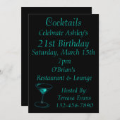 Cocktail Geburtstagsfeier Einladung (Vorne/Hinten)