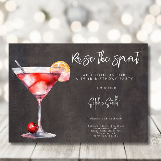Cocktail Geburtstagsparty Aquarell Einladung