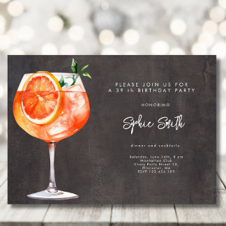 Cocktail Geburtstagsparty Aquarell Einladung