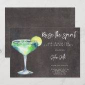 Cocktail Geburtstagsparty Aquarell Einladung (Vorne/Hinten)